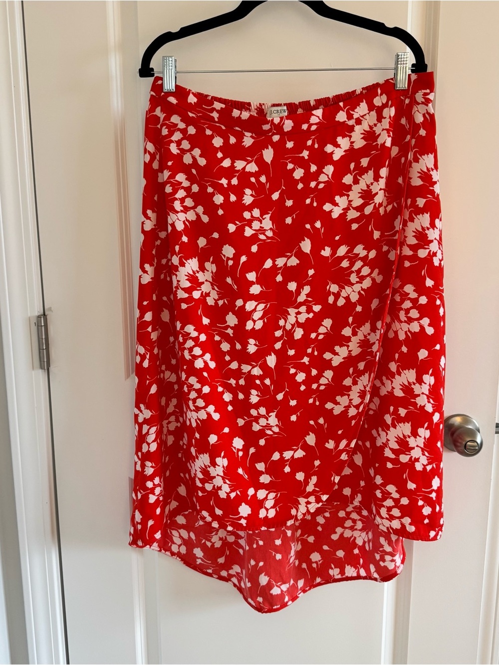 J. Crew Red and White High-Low Floral Skirt